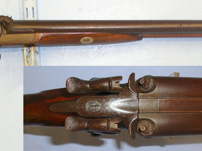 1854-1869 English Irwin Wallas Of Wigton & Carlisle (Cumberland) Double Barrelled 12 Bore Muzzle Loading Percussion Shotgun. Sn 21010 Muzzleloader 12 Bore/gauge