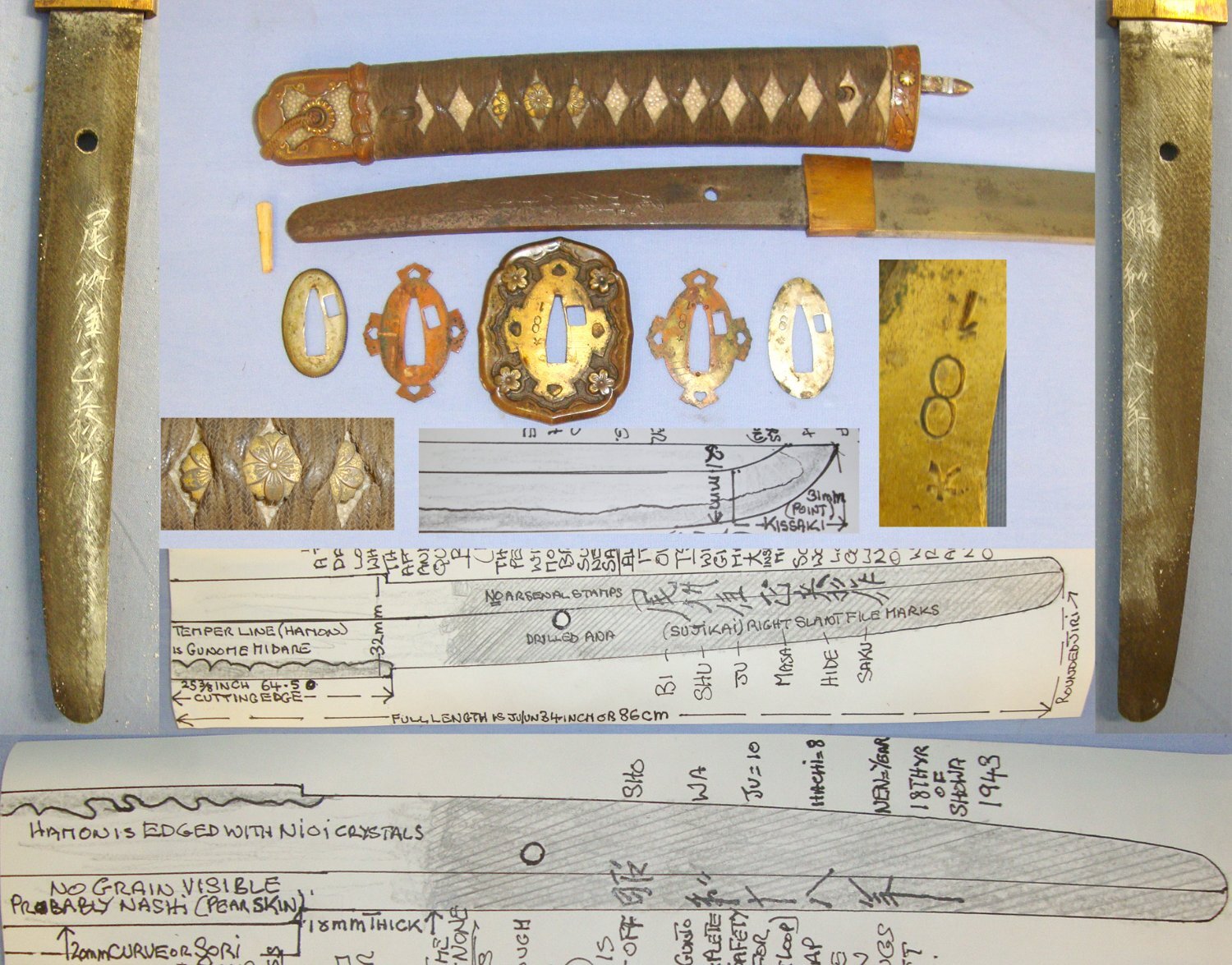 WW2 1943 Japanese Officer's Type 98 Shin Gunto Arsenal Katana Sword With Dated & Smith Signed Tang ‘Bishu (province) Ju (living in) Masa Hide (art name) Saku (made this)’, Scabbard & Expert Assessment. Sn 20902 Sword