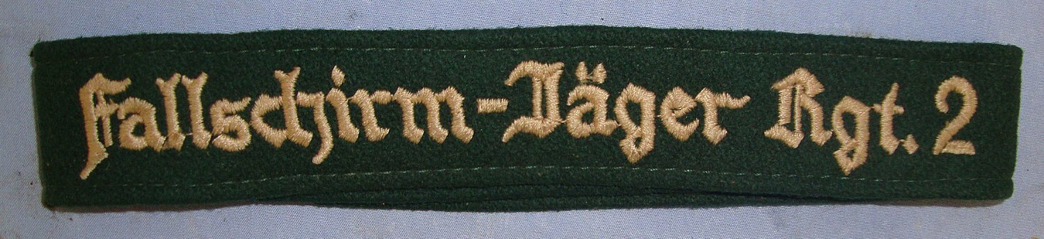 VERY RARE, ORIGINAL**UN-ISSUED**WW2 Nazi German Fallschirmjäger-Regiment 2 (FJR 2) Enlisted Man’s/ NCO’s Paratroopers Cuff Title. Sn 23068:6  Antique & Militaria