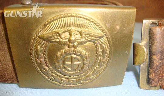 1st Type Nazi SA Brass Buckle & Period Brown Leather Belt With Brass Belt Hook. Sn - 15390:14 1st Type Nazi SA Brass Buckle & Period Brown Leather Belt With Brass Belt Hook. Sn - 15390:14 Antique & Militaria in 
