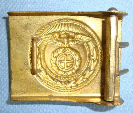 1st Type Nazi SA Brass Buckle & Period Brown Leather Belt With Brass Belt Hook. Sn - 15390:14 1st Type Nazi SA Brass Buckle & Period Brown Leather Belt With Brass Belt Hook. Sn - 15390:14 Antique & Militaria