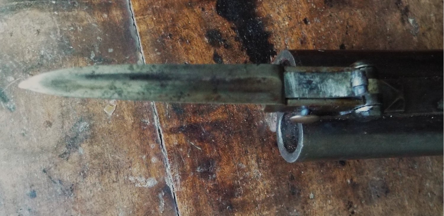 Collins of London Percussion double barrel turn-over bayonet pistol .50 Cal Muzzleloader Muzzleloader 