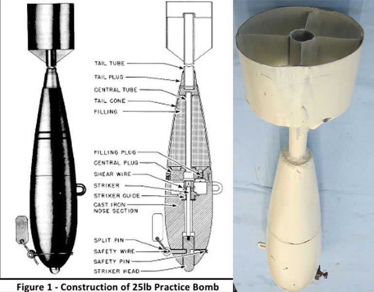 INERT DEACTIVATED. British, WW2 Era, 25lb Mark 1 Practice Bomb. Sn - 22846:83 INERT DEACTIVATED. British, WW2 Era, 25lb Mark 1 Practice Bomb. Sn - 22846:83  Other Ammunition