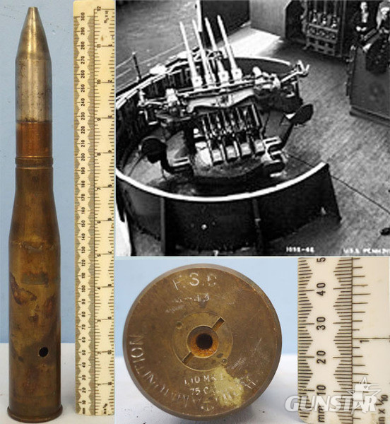 INERT DEACTIVATED. Unfired Rare American 1943 dated 1.1 inch (28x199R) High Explosive DRILL Round. - O 1826 INERT DEACTIVATED. Unfired Rare American 1943 dated 1.1 inch (28x199R) High Explosive DRILL Round. - O 1826  Other Ammunition in 