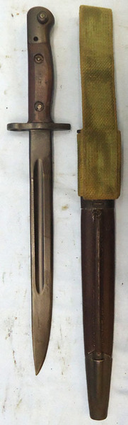 Australian Mark 1 Owen Machine Gun Bayonet, Scabbard And Frog Bayonet