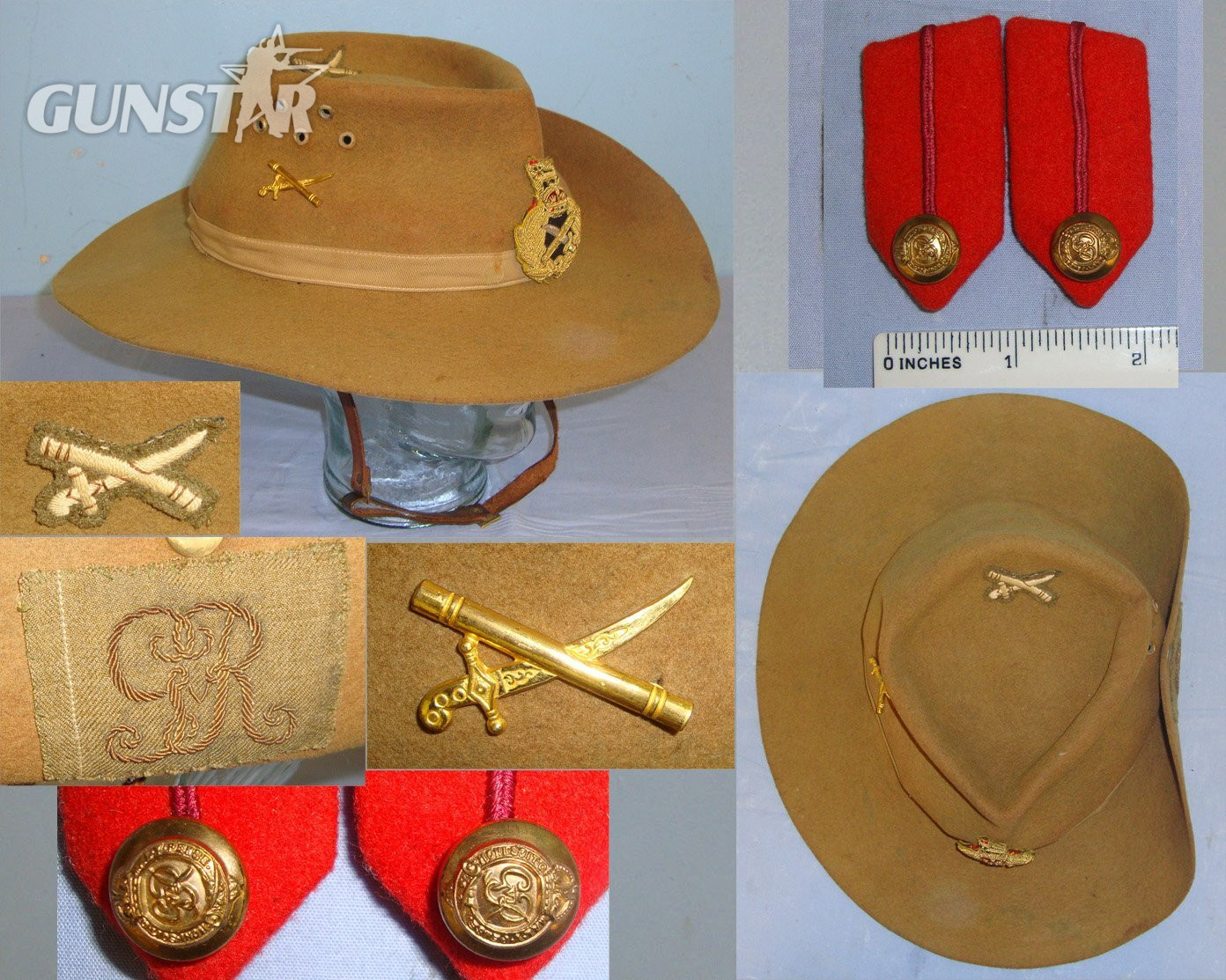  POSSIBLE SIR A.G CUNNINGHAM 8Th ARMY / DESERT RATS CONNECTION**WW2 1944 British General’s Tropical Slouch Bush Hat By Failsworth Hats Ltd, The Sweatband Marked ‘Sir Alan’. Sn 21968:5 And associated rank insignia Clothing