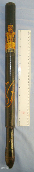 Victorian British Ebonised Wood Baluster Tip Staff Truncheon With Hand Painted Decoration Crown ‘VR’ (Victoria Regina)  Antique & Militaria in 