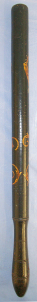  Victorian British Ebonised Wood Baluster Tip Staff Truncheon With Hand Painted Decoration Crown ‘VR’ (Victoria Regina)  Antique & Militaria