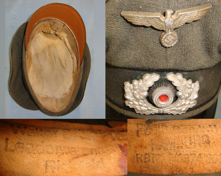 WW2 Era 1937 Nazi German NCO’s Heer Army Engineer / Pioneer’s Crusher Cap With White Metal Heer Eagle & White Metal State Cockade Badges.  Clothing