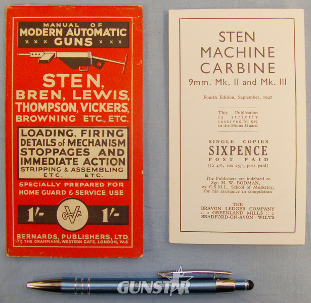 Two WWII Pocket manuals on the Sten Gun and other Automatic Guns. BO 450. Two WWII Pocket manuals on the Sten Gun and other Automatic Guns. BO 450. Other Accessory in 