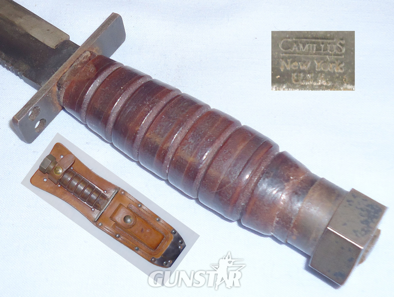 C1962 U.S. Camillus Type 2 Jet Pilots Survival Knife and Sheath with Sharpener. 21066. Knive