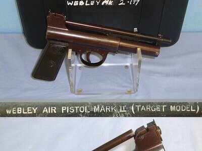 RARE**Cased 1925-1930 Webley Mark II (Target Model) .177 Calibre Air Pistol With Straight Grips. Sn 23484:115 air pistol .177