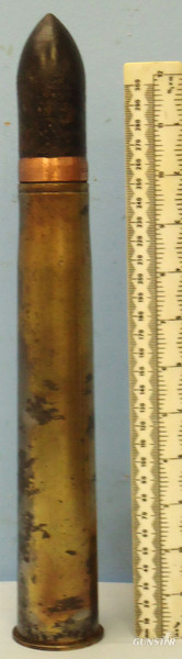 INERT DEACTIVATED. Unfired German WW2, 1938 Dated 3.7cm PAK 36 (37x250) APHE (Armour Piercing High Explosive) Round With A Brass Washed Steel Cartridge Case - O 1710 INERT DEACTIVATED. Unfired German WW2, 1938 Dated 3.7cm PAK 36 (37x250) APHE (Armour Piercing High Explosive) Round With A Brass Washed Steel Cartridge Case - O 1710  Other Ammunition in 