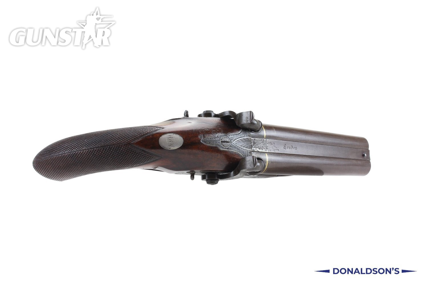 Nicholson Of London Double Barrel Traveling Pistol .54 Cal Muzzleloader Muzzleloader - {CATEGORY} in 