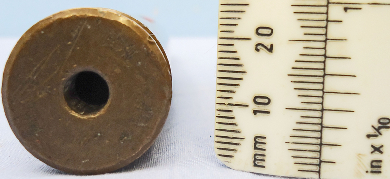 INERT DEACTIVATED. British, 1949 Dated, 20mm Hispano-Suiza (20x110) HS 404 Aircraft Cannon Brass Weighted Dummy Round. - O 1873 INERT DEACTIVATED. British, 1949 Dated, 20mm Hispano-Suiza (20x110) HS 404 Aircraft Cannon Brass Weighted Dummy Round. - O 1873  Other Ammunition