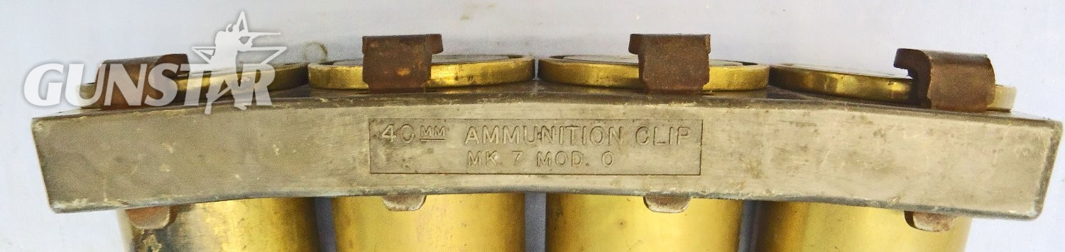 {CATEGORY} - INERT DEACTIVATED. Unfired Clip of 4 Rounds of British, WW2 40mm Bofors (40 x 311R) Rounds for the Bofors L/60 Anti-Aircraft Gun. - O 2266 INERT DEACTIVATED. Unfired Clip of 4 Rounds of British, WW2 40mm Bofors (40 x 311R) Rounds for the Bofors L/60 Anti-Aircraft Gun. - O 2266  Other Ammunition in 