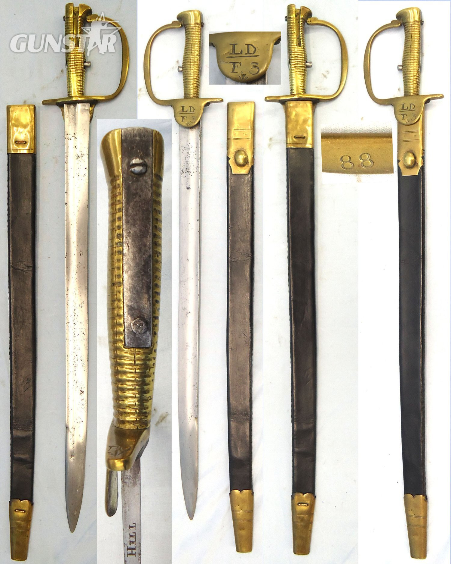Very Rare, British 2nd Pattern Baker Rifle Sword Bayonet by Hill & Scabbard Regimentally Marked to the Battalion of London. Sn 23237  Bayonet in 