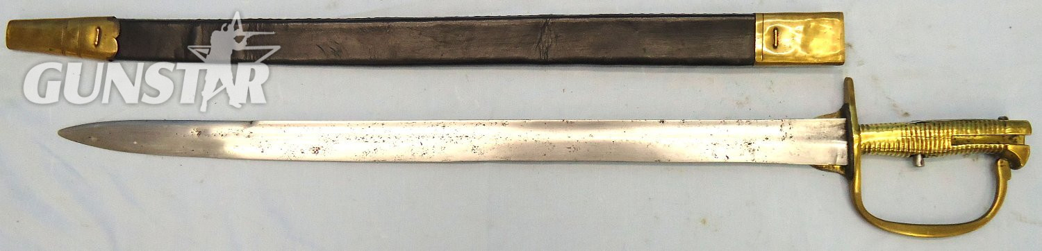 {CATEGORY} - Very Rare, British 2nd Pattern Baker Rifle Sword Bayonet by Hill & Scabbard Regimentally Marked to the Battalion of London. Sn 23237  Bayonet in 