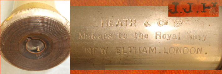  Heath & Co Ltd, New Eltham, London ‘Makers To The Royal Navy’ Single Draw Naval Telescope With Extending Sun Shade & Sliding Eye Piece Shutter Sight & Optic