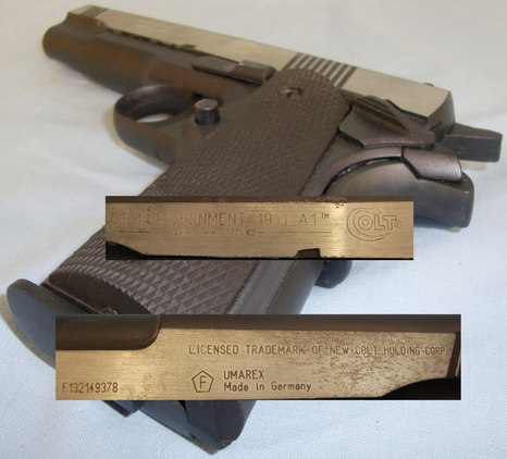  Colt Colt 1911 A1 Government ‘Dark Ops’ .177 Pellet Air Pistol.  AI 766. .177