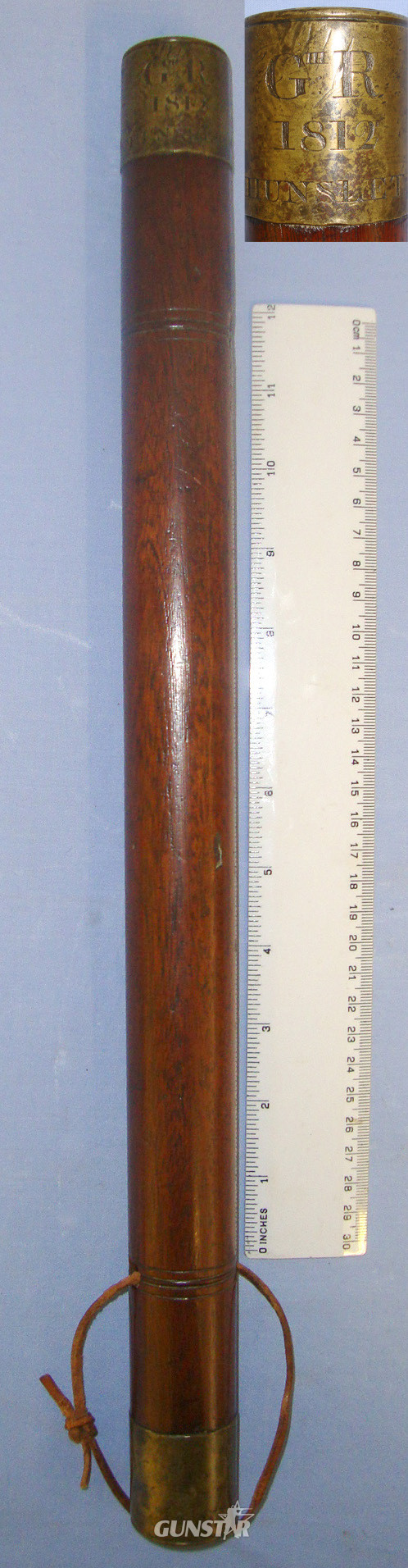 VERY RARE**NAPOLEONIC WARS ERA**George III 1812 Dated Brass Mounted Oak Police Constabulary / Magistrates Tip Staff Truncheon Marked ‘9 Hunslet (Leeds West Yorshire) Mr Ingham’. Sn 21105  Antique & Militaria in 