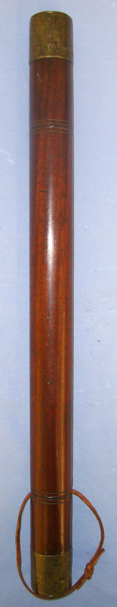  VERY RARE**NAPOLEONIC WARS ERA**George III 1812 Dated Brass Mounted Oak Police Constabulary / Magistrates Tip Staff Truncheon Marked ‘9 Hunslet (Leeds West Yorshire) Mr Ingham’. Sn 21105  Antique & Militaria