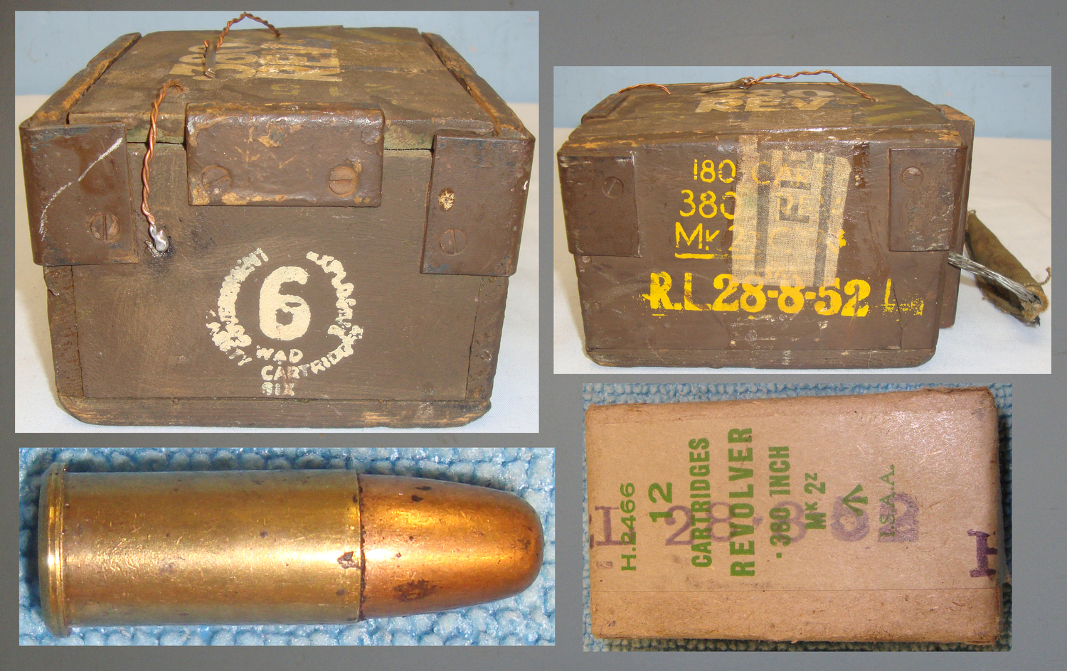  INERT DEACTIVATED**British Cold War Service Box of .380 Revolver MK2z Revolver Rounds. 19116. British Cold War Service Box of .380 Revolver MK2z Revolver Rounds. 19116.  Hunting Rounds