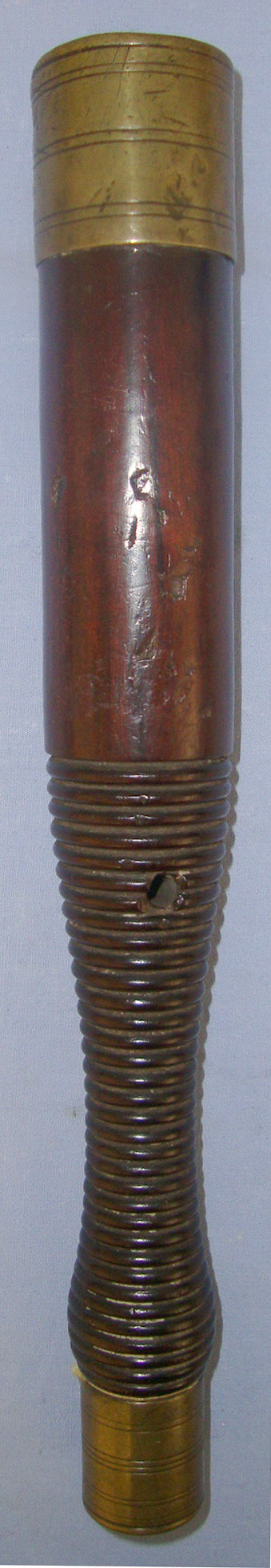  Early 19th Century English Georgian Form Brass Mounted Oak Police Constabulary / Magistrates Tip Staff Truncheon. Sn 21106  Antique & Militaria