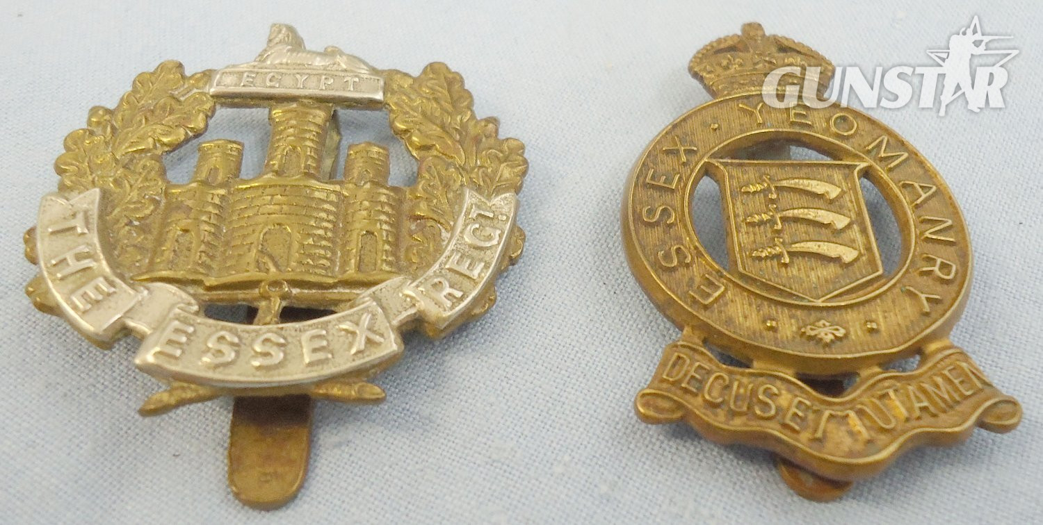 Pair* Essex Yeomanry & Essex Regiment Cap Badges. BA 891. Pair* Essex Yeomanry & Essex Regiment Cap Badges. BA 891.  Antique & Militaria