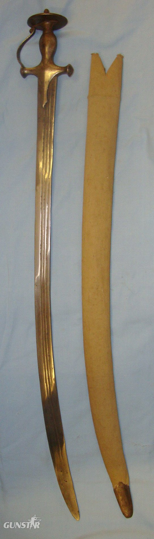 WW1 Era Indian Troops Talwar (Aka Talwaar Or Tulwar) Fighting Sword / Sabre & Khaki Field Covered Scabbard. Sn 21449:15 Sword in 