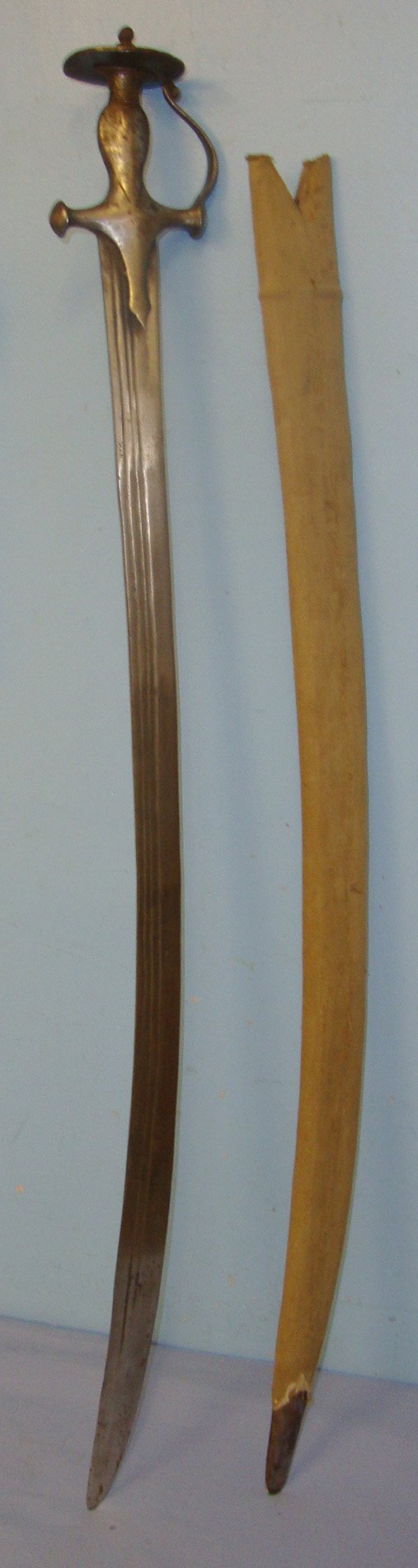  WW1 Era Indian Troops Talwar (Aka Talwaar Or Tulwar) Fighting Sword / Sabre & Khaki Field Covered Scabbard. Sn 21449:15 Sword