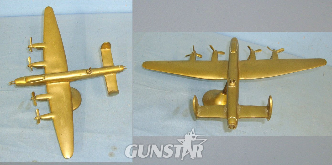ICONIC AIRCRAFT**Solid Brass Model Of The Famous WW2 British Avro Lancaster Heavy Bomber In Flight On Stand. Sn 22598  Antique & Militaria in 