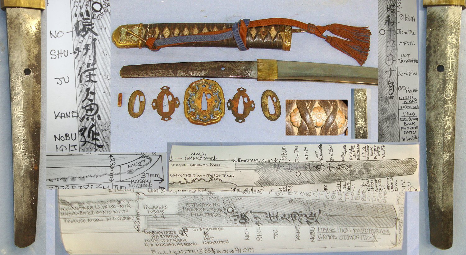WW2 NATIONAL TREASURE SMITH SIGNED & DATED*MINT FULL POLISH BLADE*SPECIAL ORDER*1940 Japanese Army Officer’s Type 98 Gunto Katana Gendaito Traditionally Hand Forged Sword By ‘NOSHU JU KANE NOBU’, Rank Tassel, Scabbard With Hanger Chain & Expert Asse Sword