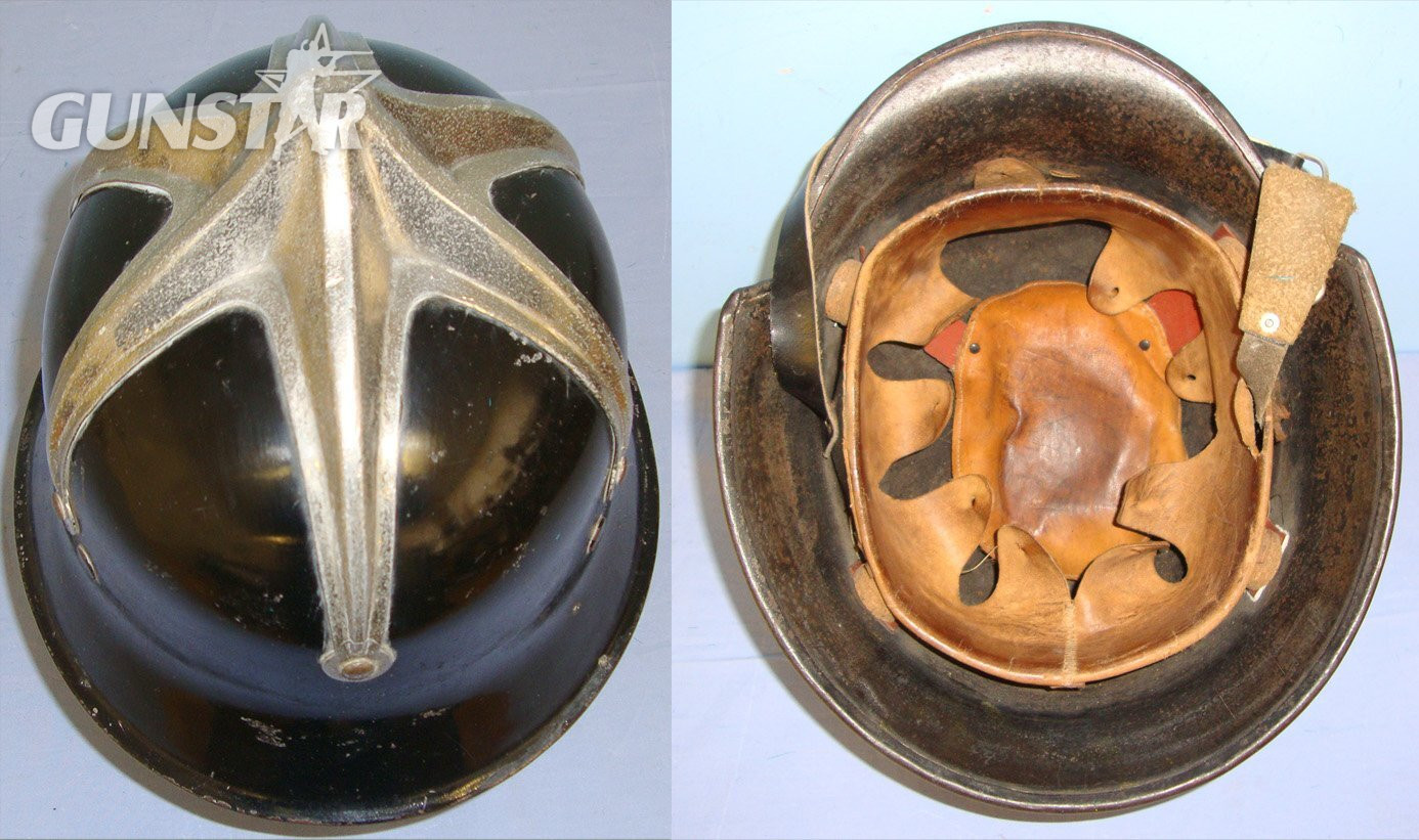  Early 20th Century Austrian Markt Sankt Florian City Fireman’s Steel Helmet with Chromed Cross Top, State Helmet Plate, Original Chinstrap & Liner. Sn 20426. Early 20th Century Austrian Markt Sankt Florian City Fireman’s Steel Helmet with Chromed Cross Top, State Helmet Plate, Original Chinstrap & Liner. Sn 20426. Antique & Militaria