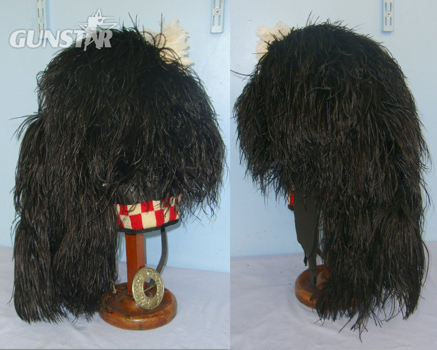  Scottish Argyll and Sutherland Highlanders Regiment Other Ranks Ostrich Feather Bonnet With Plume / Hackle & Regiment Badge & Plaid Brooch. HE 859  Clothing