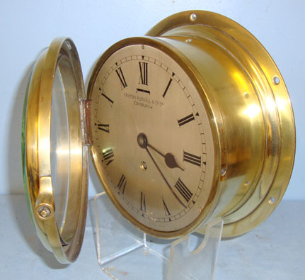 Fenton Rusell & Co Ltd, Edinburgh, Scotland Brass Cased Naval Bulkhead Ship’s Clock By Fenton Rusell & Co Ltd, Edinburgh, Sc Other Accessory