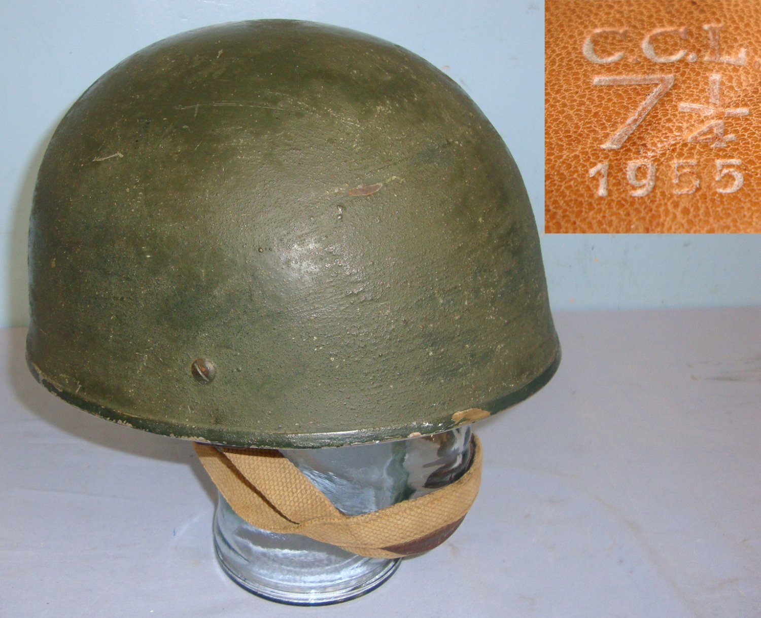  Suez Crisis Era 1955 Dated British WW2 3rd Pattern Paratroopers Airborne Jump Helmet By CCL With Liner & Chin Strap (Size 7 ¼). Sn 21424  Clothing