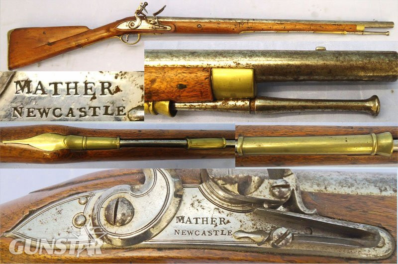 Mather (Newcastle) British Officers .65” Calibre, Model 1773 Eliott Service Flintlock Carbine by Mather of Newcastle. Sn - 21851:6 Muzzleloader .65 Cal Muzzleloader Rifle in 