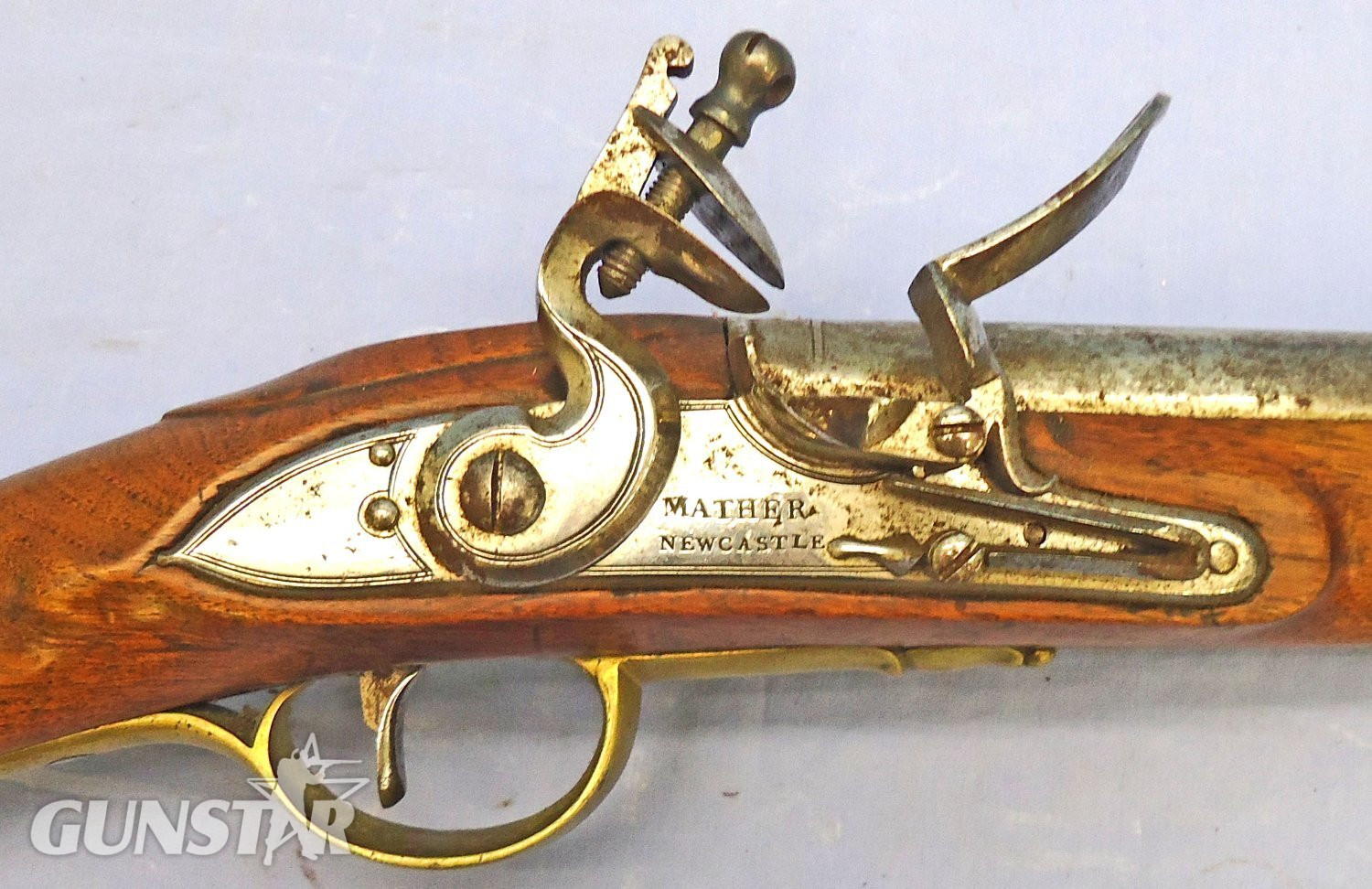 Mather (Newcastle) British Officers .65” Calibre, Model 1773 Eliott Service Flintlock Carbine by Mather of Newcastle. Sn - 21851:6 Muzzleloader .65 Cal Muzzleloader Rifle 