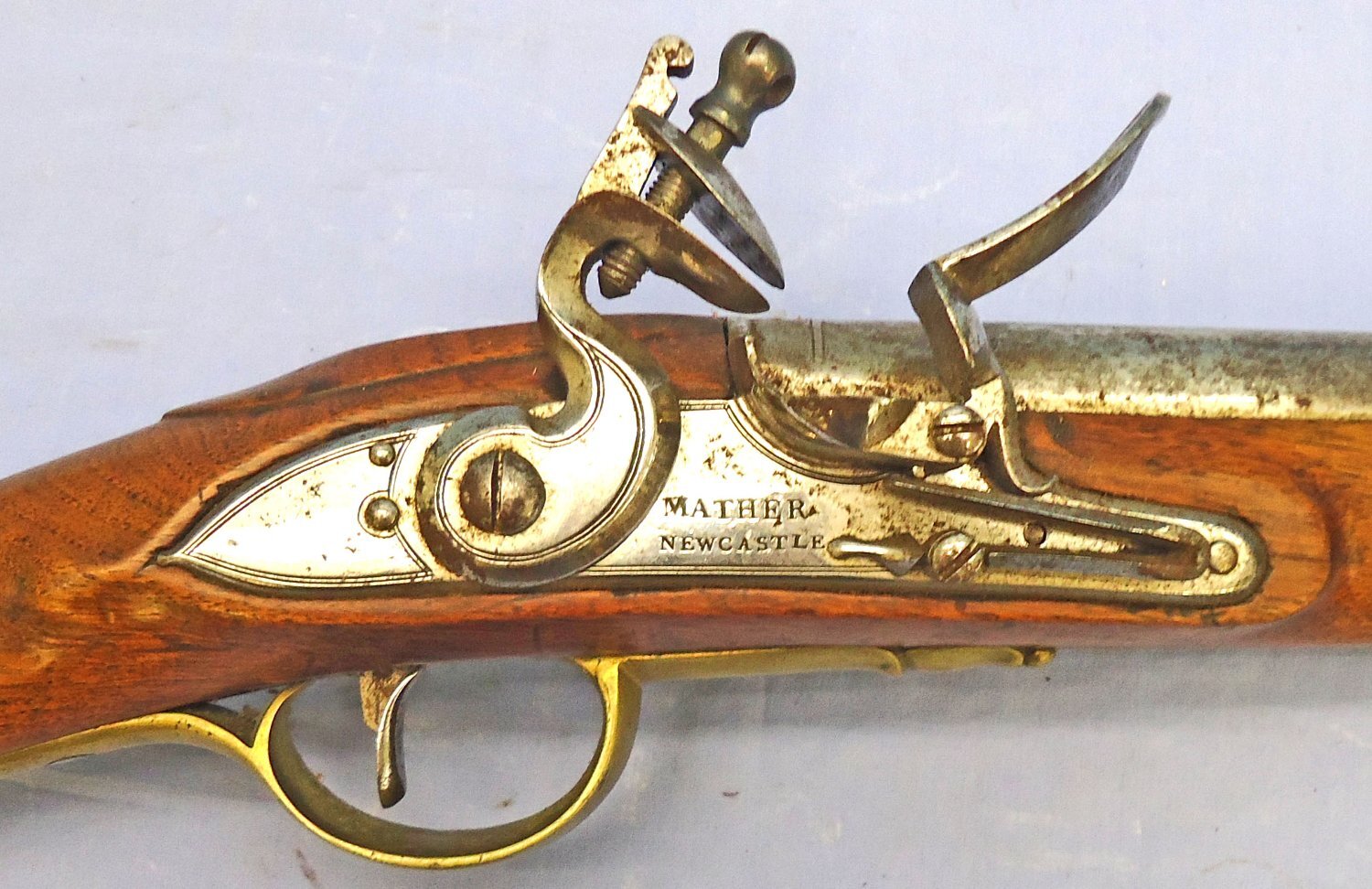 Mather (Newcastle) British Officers .65” Calibre, Model 1773 Eliott Service Flintlock Carbine by Mather of Newcastle. Sn - 21851:6 Muzzleloader .65 Cal Muzzleloader Rifle 
