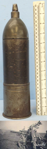 INERT DEACTIVATED. Rare, Unfired 1944 Dated German WW2 10.5cm FH18 (100x78R) Gr39 Hollow Charge Fixed Round. - O 1642 INERT DEACTIVATED. Rare, Unfired 1944 Dated German WW2 10.5cm FH18 (100x78R) Gr39 Hollow Charge Fixed Round. - O 1642  Other Ammunition in 