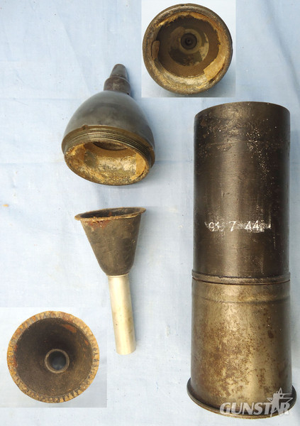  INERT DEACTIVATED. Rare, Unfired 1944 Dated German WW2 10.5cm FH18 (100x78R) Gr39 Hollow Charge Fixed Round. - O 1642 INERT DEACTIVATED. Rare, Unfired 1944 Dated German WW2 10.5cm FH18 (100x78R) Gr39 Hollow Charge Fixed Round. - O 1642  Other Ammunition