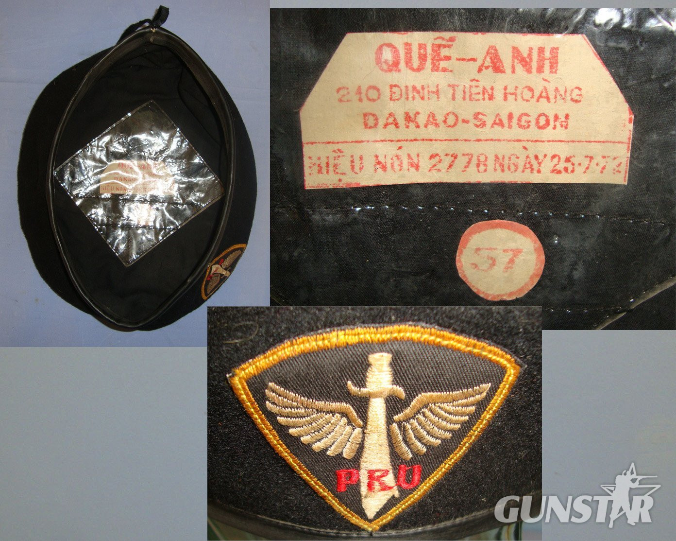Vietnam War American CIA Phoenix Program PRU (Provincial Reconnaissance Unit) Special Forces Beret With Unit Badge & Saigon Manufacturer’s Label. Sn 21449:5  Clothing