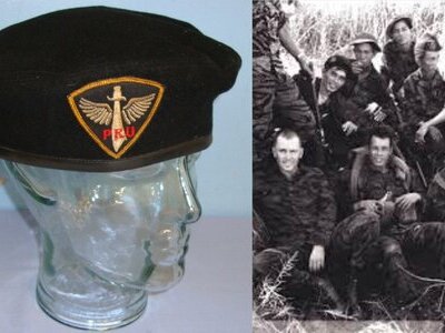 Vietnam War American CIA Phoenix Program PRU (Provincial Reconnaissance Unit) Special Forces Beret With Unit Badge & Saigon Manufacturer’s Label. Sn 21449:5  Clothing