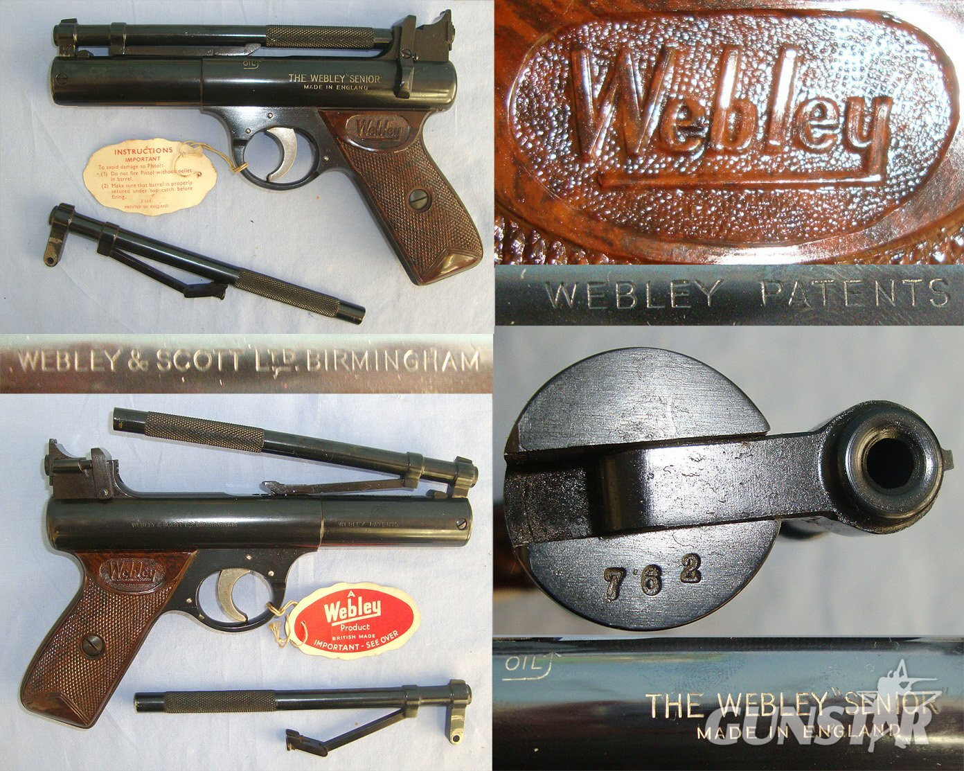 MINT**UN-USED CONDITION**ORIGINAL BOXED**Post 1958, Webley Senior Air Pistol With 2 Barrels (.177 & .22 Calibres). Sn 23494 air pistol Various