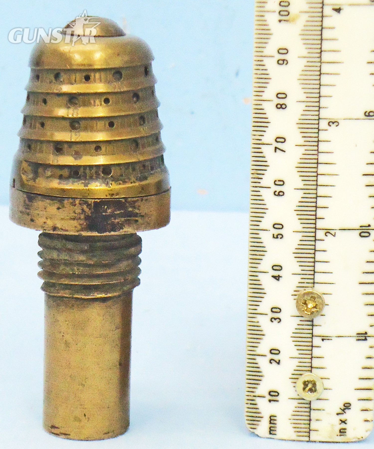 DEACTIVATED INERT. French, WW1, 25/35, Model 1880/85 Time & Percussion Fuze. - O 2175 French, WW1, 25/35, Model 1880/85 Time & Percussion Fuze. - O 2175  Other Ammunition in 