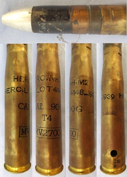  INERT DEACTIVATED. American .9 inch Experimental T4 (23x139, rim diameter 30.7mm) Anti-tank Gun Round. - O 1747 INERT DEACTIVATED. American .9 inch Experimental T4 (23x139, rim diameter 30.7mm) Anti-tank Gun Round. - O 1747  Other Ammunition