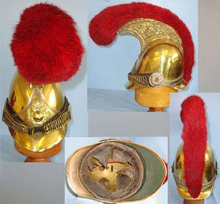 French Cuirassier / Dragoon Cavalry Regiment Officer’s Helmet With Red Horse Hai French Cuirassier / Dragoon Cavalry Regiment Officer’s Helmet With Red Horse Hai Clothing