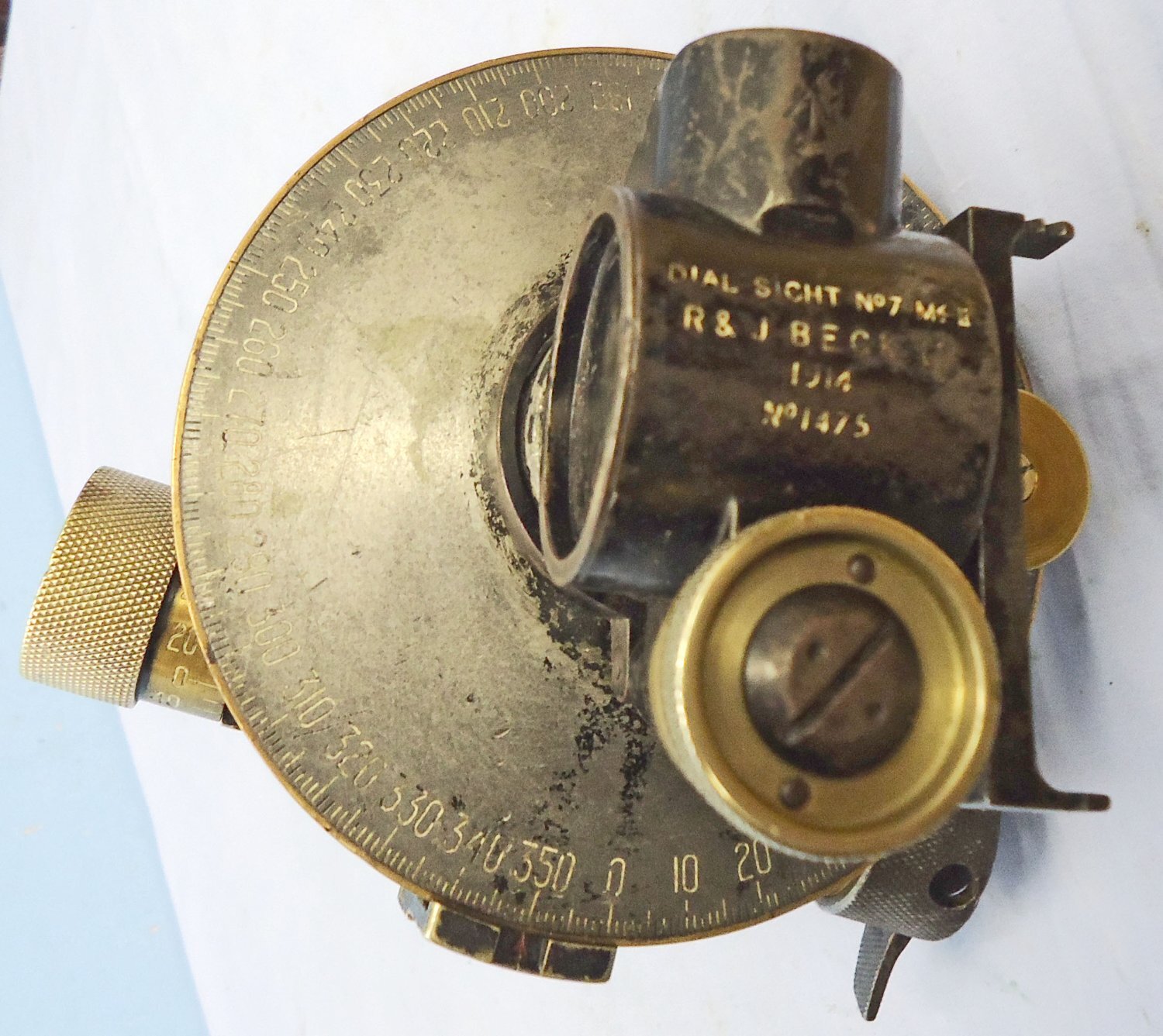 {CATEGORY} - WWI, 1914 Dated, British, 13 & 18 Pounder Artillery Dial Sight No7 MKII. - MISC 1013 WWI, 1914 Dated, British, 13 & 18 Pounder Artillery Dial Sight No7 MKII. - MISC 1013 Antique & Militaria