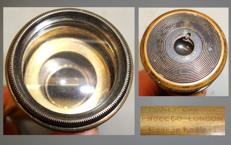 2 draw brass Enbeeco \"Comet\" C/S 20X refracting telescope with lens cap & leather case. OPT 826. 2 draw brass Enbeeco \"Comet\" C/S 20X refracting telescope with lens cap & leather case. OPT 826. Other Accessory